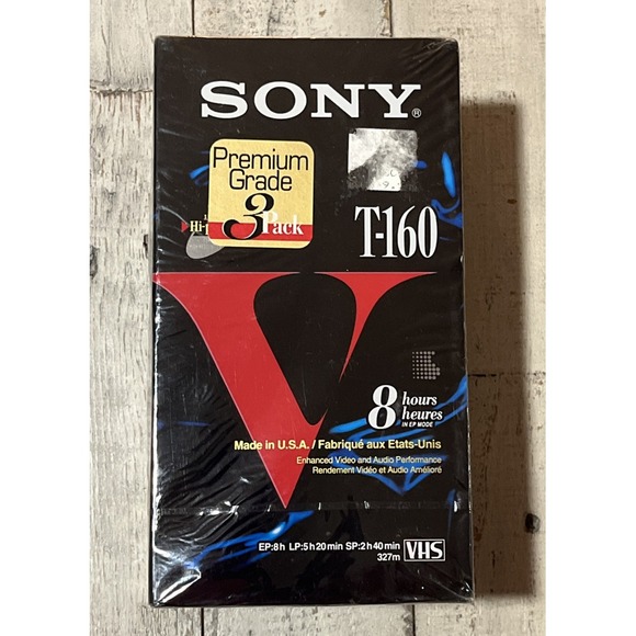 Sony T-160VB Blank VHS VCR Enhanced Video‎ Tapes 8 Hours - 3 Pack NEW SEALED - Picture 1 of 6